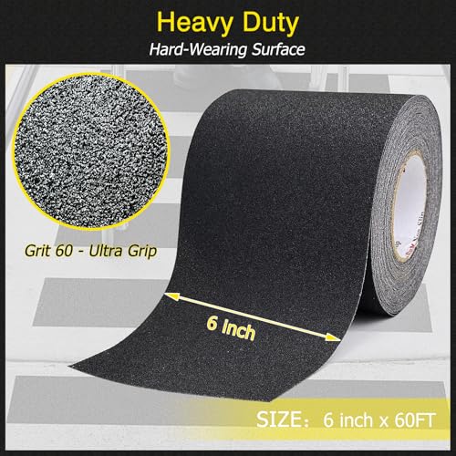 Anti Slip Tape 6in x 60ft Grip Tape for Stairs (60 Foot)