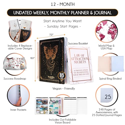 Life Planner Deluxe Undated Planner Weekly and Monthly Manifestiing Journal