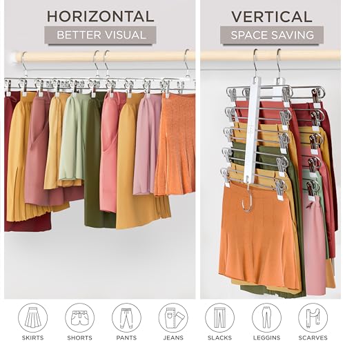 Skirt Hangers Space Saving with Clips (2 Count)