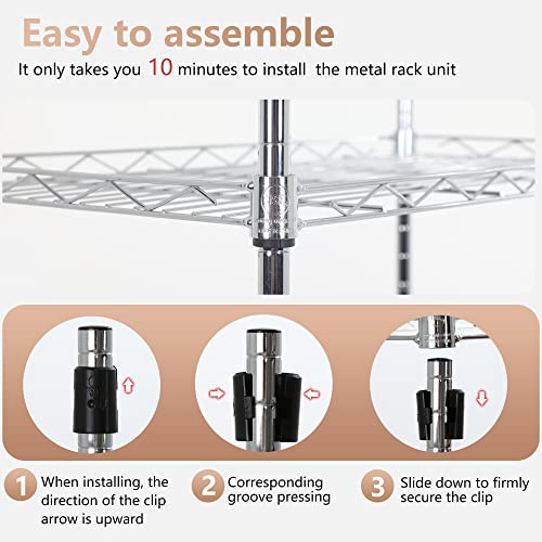 6 Tier Wire Shelving Units 23L x 13W x 59H Adjustable Metal Storage Rack NSF Pantry Shelves Kitchen Organization Shelf for Kitchen Garage Small Places Commercial