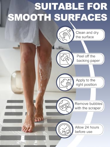 12PCS Strip Non Slip Bathtub Stickers with Scraper (12 Count)