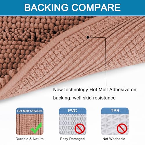 Bath Rugs for Bathroom Non Slip Bath Mats Extra Thick Chenille Striped Rug 20" x 32" Absorbent Non Skid Fluffy Soft Shaggy Washable Dry Fast Plush Mat for Indoor