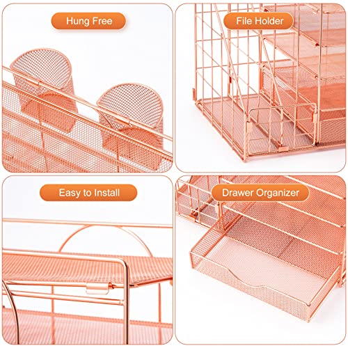 Rose Gold Desk Organizer with File Holder