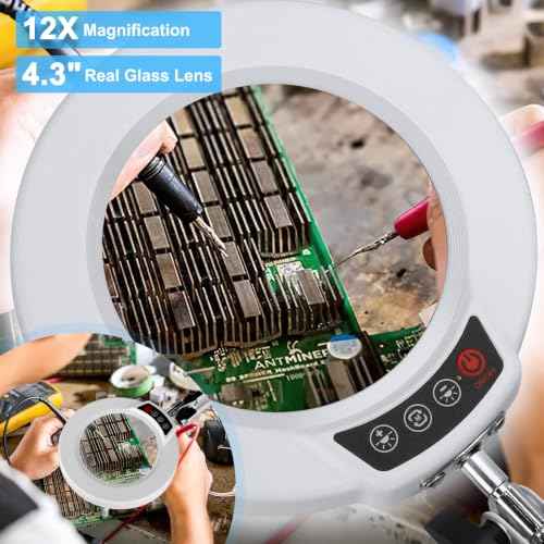 12X Magnifying Glass with Light and Stand