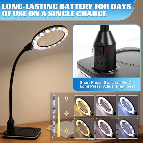 Rechargeable Magnifying Glass with Light and Stand