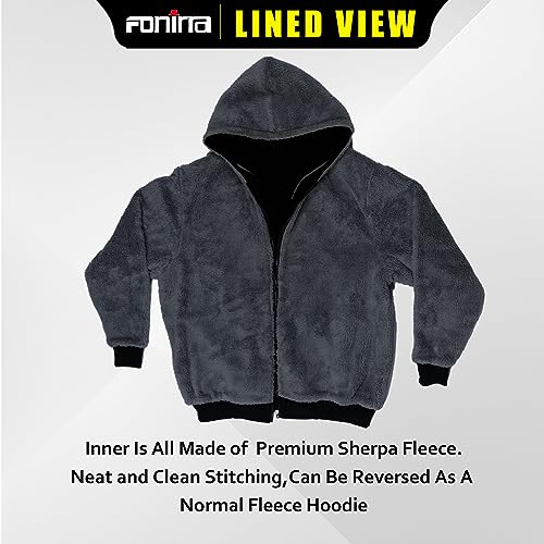 Men's High Visibility Safety ANSI Class 3 Lined Fleece Hoodie Sweatshirt with Black Bottom Jumper Workwear for Men