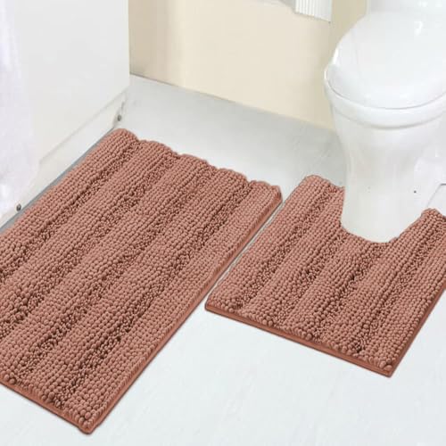 2 Piece Bathroom Rug Set with Toilet Mat