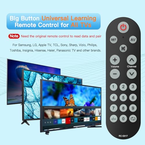Backlit Big Button Universal Remote Control for Most of TVs Backlit