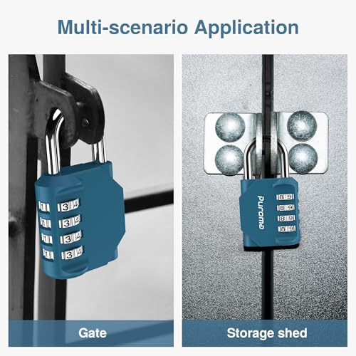 2 Combination Lock Locker 4 Digits Combo Padlock Gym Peacock Blue (2 Count)