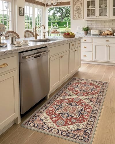 Kitchen Floor Mats Cushioned Anti Fatigue Runner Rug 23x59 Red
