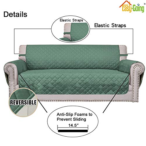 Reversible Loveseat Couch Cover for 2 Cushion Couch Sofa Cover for Dogs Water Resistant Furniture Protector with Foam Sticks Elastic Straps for Pet