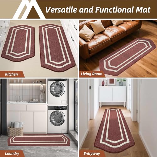 Long Kitchen Floor Mats and Rugs 2PCS Non Slip Washable