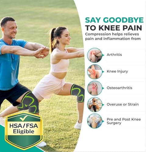 Compression Knee Brace for Women & Men (2 Count)
