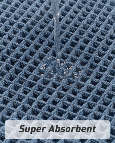 Blue Quick Dry Washable Bathroom Rugs (6 Sq Ft)