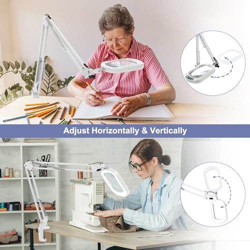 14.35" Large Magnifying Glass with Light and Clamp