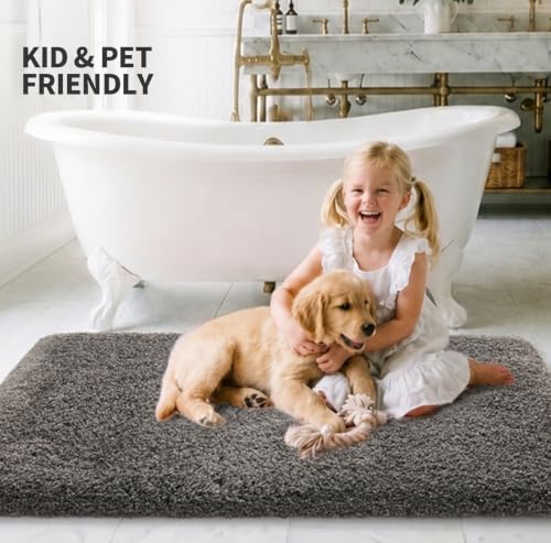 Dark Gray Toilet Rugs U Shaped 22" × 24" Non Slip & Super Absorbent Extra Thick Soft (3.675 Sq Ft)