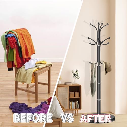 Coat Rack Coat Rack Stand with 12 Hooks