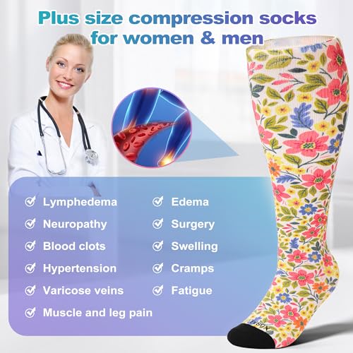 Wide Calf Compression Socks for Women Men Plus Size 15