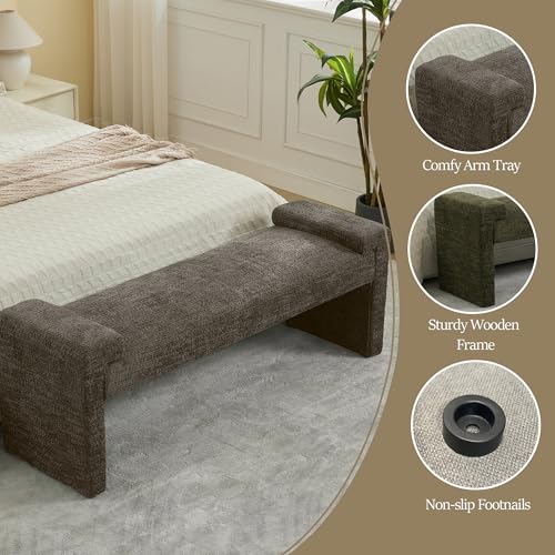 58.7" End of Bed Bench Upholstered Modern Bedroom Bench for Living Room & Entryway