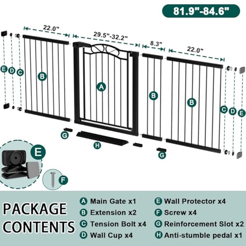 81.9" 84.6" Extra Wide Baby Gate for Stairs