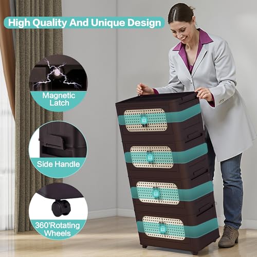 4 Tiers Folding Storage Cabinet (224 Ounce)