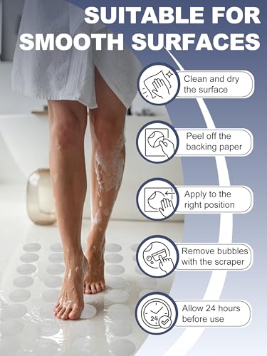 12PCS Round Non Slip Bathtub Stickers with Scraper