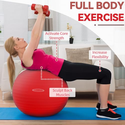 Anti Burst and Slip Resistant Exercise Ball Yoga Ball Fitness Ball Birthing Ball with Quick Pump