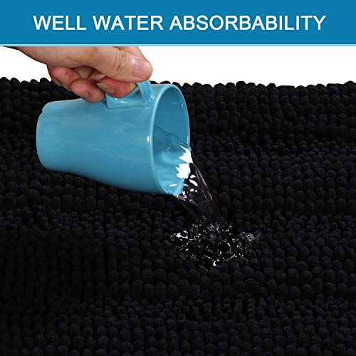 Bath Rugs for Bathroom Non Slip Bath Mats Extra Thick Chenille Striped Bath Rug Runners 47" x 17" Absorbent Fluffy Soft Shaggy Mats Dry Fast Plush Area Carpet for Bath Room
