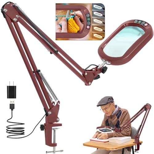 14.35" Large Magnifying Glass with Light and Clamp