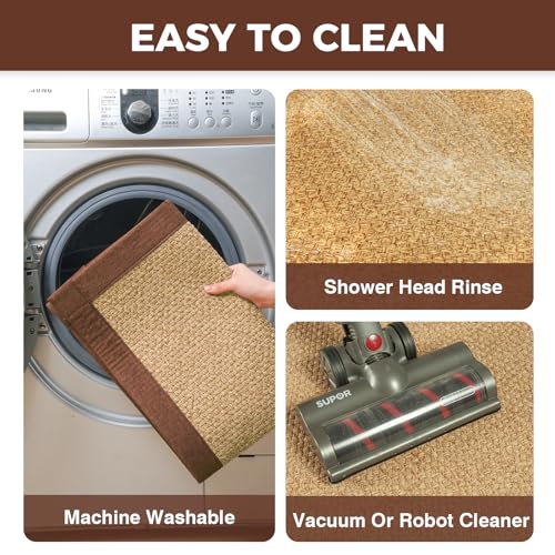 Kitchen Rugs Non Slip Washable Kitchen Mat Anti Fatigue Brown 17"x30" (3.55 Sq Ft)