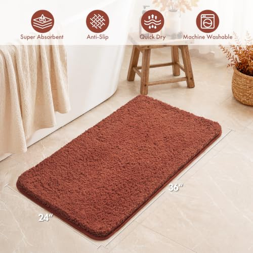 Fall Rust Large Bathroom Rugs Soft Microfiber Bath Mat 24x36 Inch
