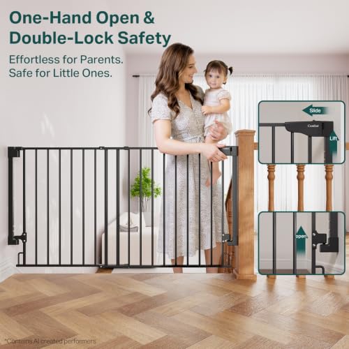 35.1 55" No Bottom Bar Baby Gate for Stairs