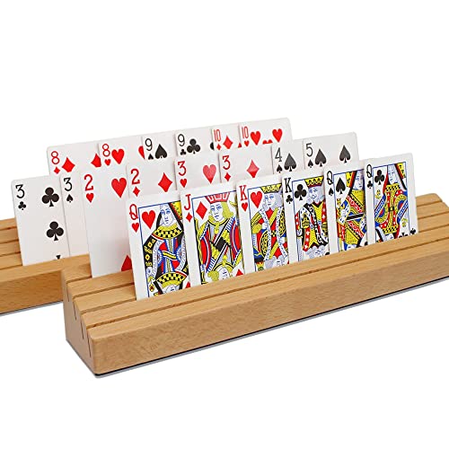 Premium Solid Beechwood Playing Card Holders (2 Unit Count)