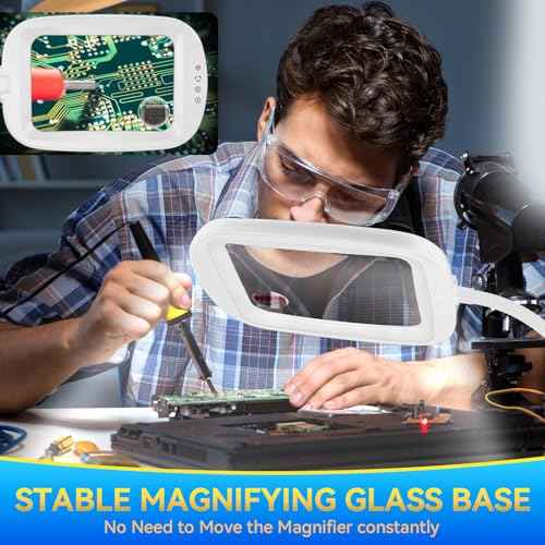 30X 10X Extra Large Floor Magnifying Glass with Light and Stand