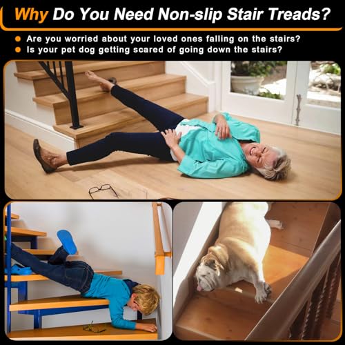 Clear Non Slip Stair Treads for Wooden Steps Indoor 5 Pack 4" x 40" Pre