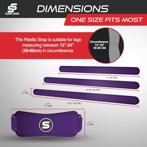 Sleeve Stars Swedish Brand Patellar Tendon Support Strap for Women & Men Effective Osgood Schlatter Knee Brace Youth & Kids Knee Brace with 3 Adjustable Length fits 12"