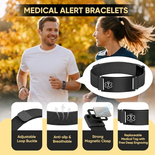 Medical Alert Id Bracelet for Men Women