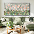 Rustic Plant Wall Art For Bedroom Pink Green Floral Print 58X29 In