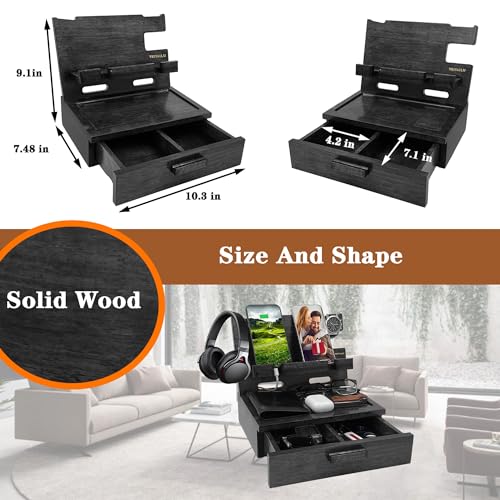 Gifts for Him Husband Boyfriend Son Men Nightstand Organizer Wood Phone Docking Station Birthday Gifts