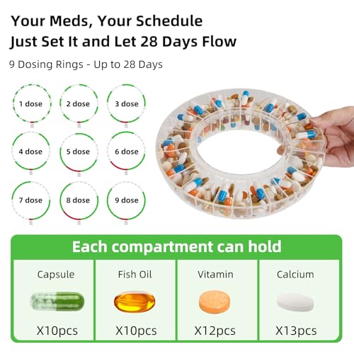 Automatic Pill Dispenser with Alarms & Top Key Lock for Seniors