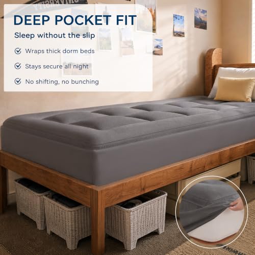 Dual Layer 5 Inch Memory Foam Mattress Topper Twin XL Size for Dorm Room