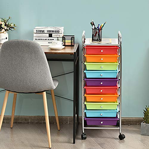 10 Drawer Rolling Storage Cart Scrapbook Paper Office School Organizer