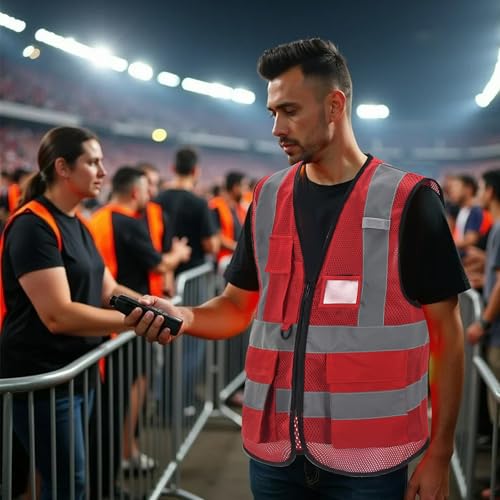 Red High Vis reflective Vest with Reflective Strips