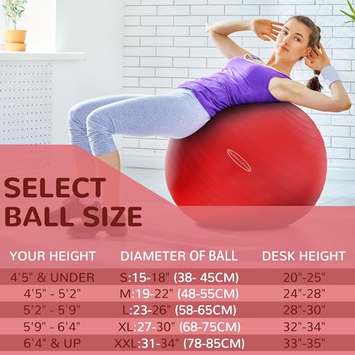 Anti Burst and Slip Resistant Exercise Ball Yoga Ball Fitness Ball Birthing Ball with Quick Pump