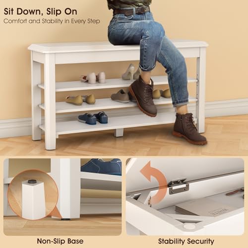 Shoe Rack Bench Seat Rubberwood 3