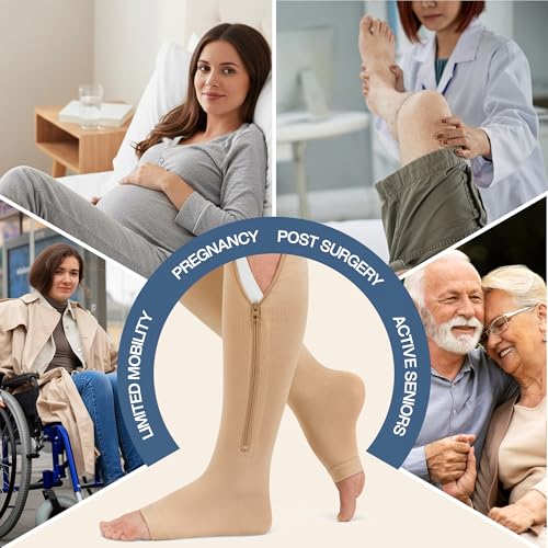 Open Toe Zipper Compression Socks for Men & Women