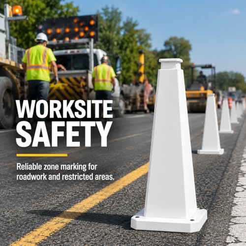 3 Pack 36" Bright White Traffic Safety Cones with Weighted Base