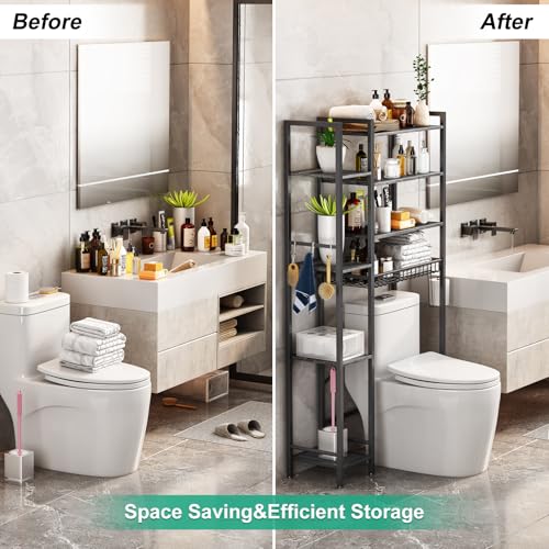 8 Tier Over The Toilet Storage with Side Rack