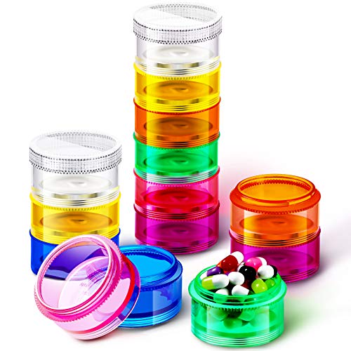 2 Pieces 7 Days Stackable Pill Organizer Round Weekly Containers