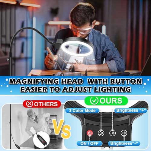30X 10X Large Floor Magnifying Glass with Light and Stand